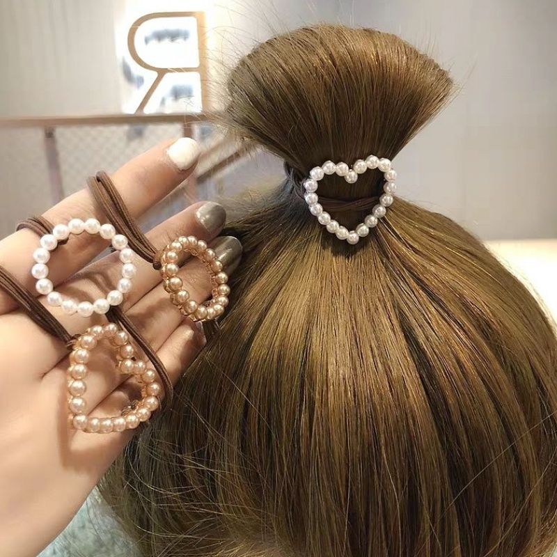 Hair tie rubber band string pearl rhinestone hair ring web celebrity hair tie string female rubber band east gate thumbnail