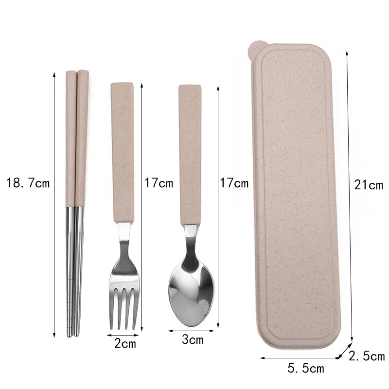 Wheat Tableware Set Wheat Straw Tableware Spoon Chopsticks Wholesale Two Sets Of Stainless Steel Three Sets Of Practical Gifts undefined