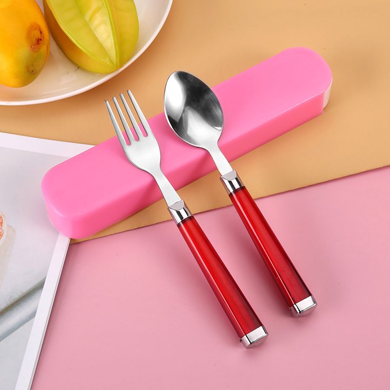 Portable Tableware Stainless Steel Spoon Fork Chopsticks Knife 3-Piece Student Tableware Set Travel Set undefined