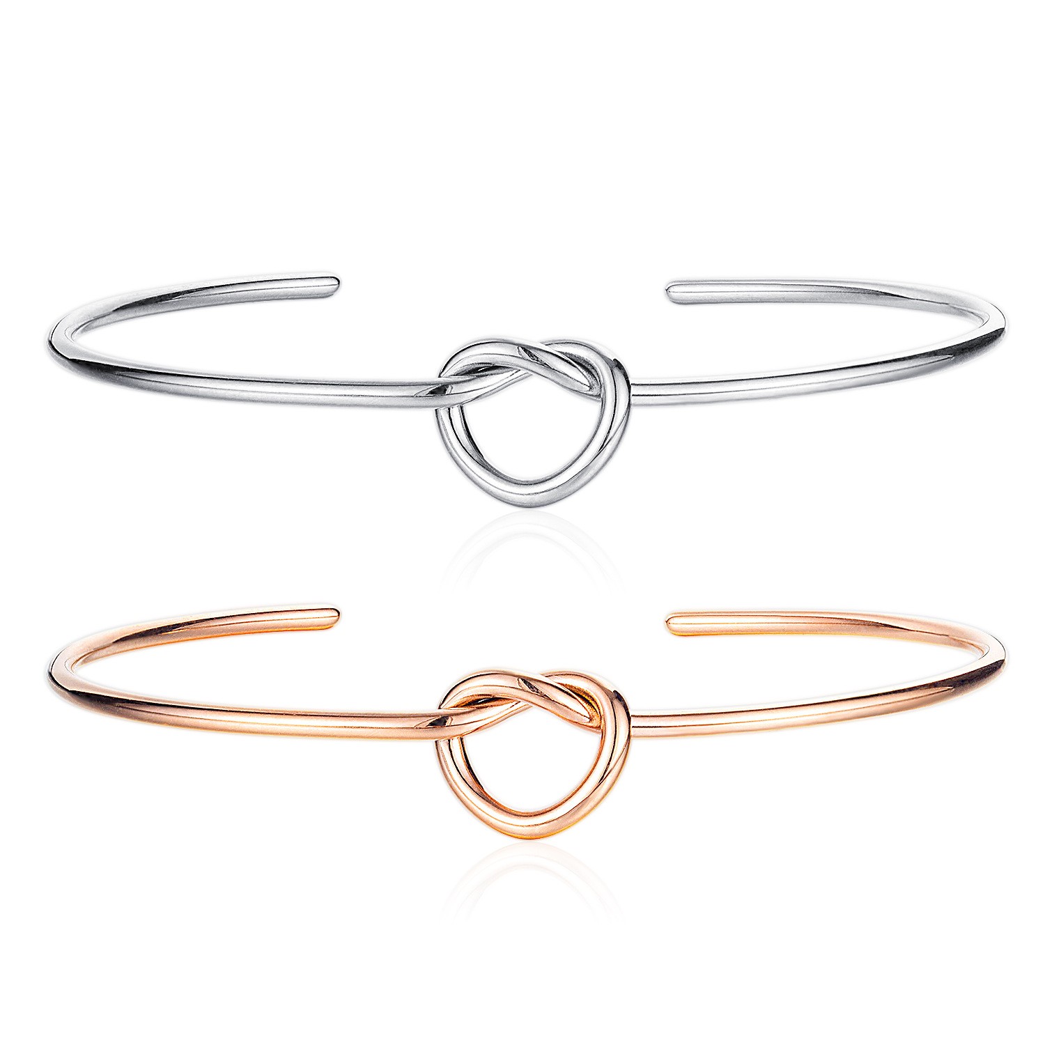 Hot-selling fashionable Instagram niche design knotted heart-shaped titanium steel bracelet for women, simple and versatile open bracelet detail image 1