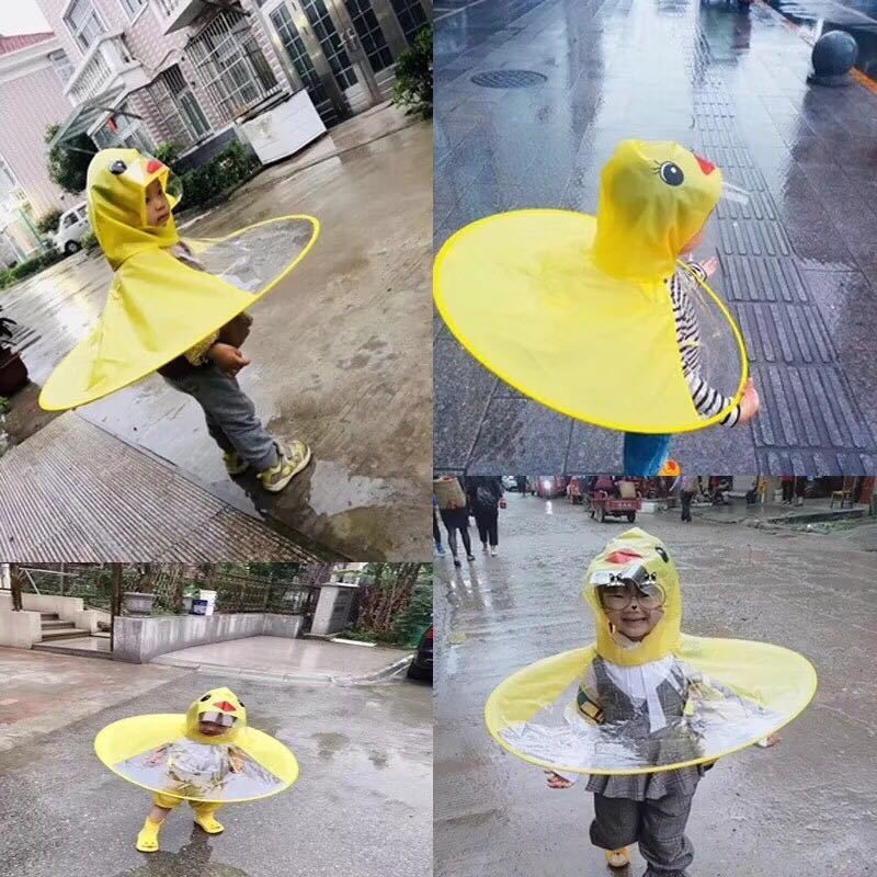 抖音同款小黄鸭雨衣 幼儿园雨伞帽 防水透明详情6