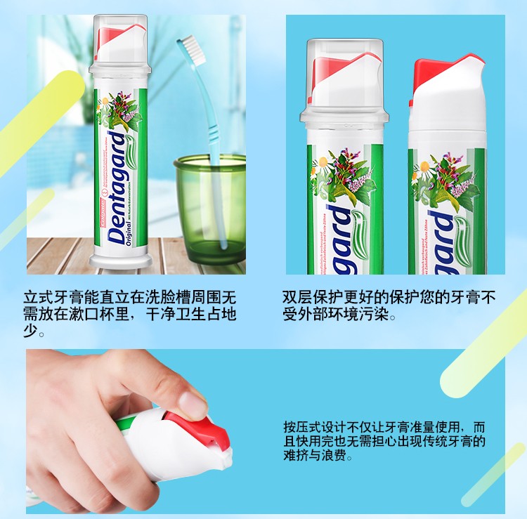 德国进口Colgate高露洁Dentagard牙膏草本薄荷直立按压式100ml详情图10