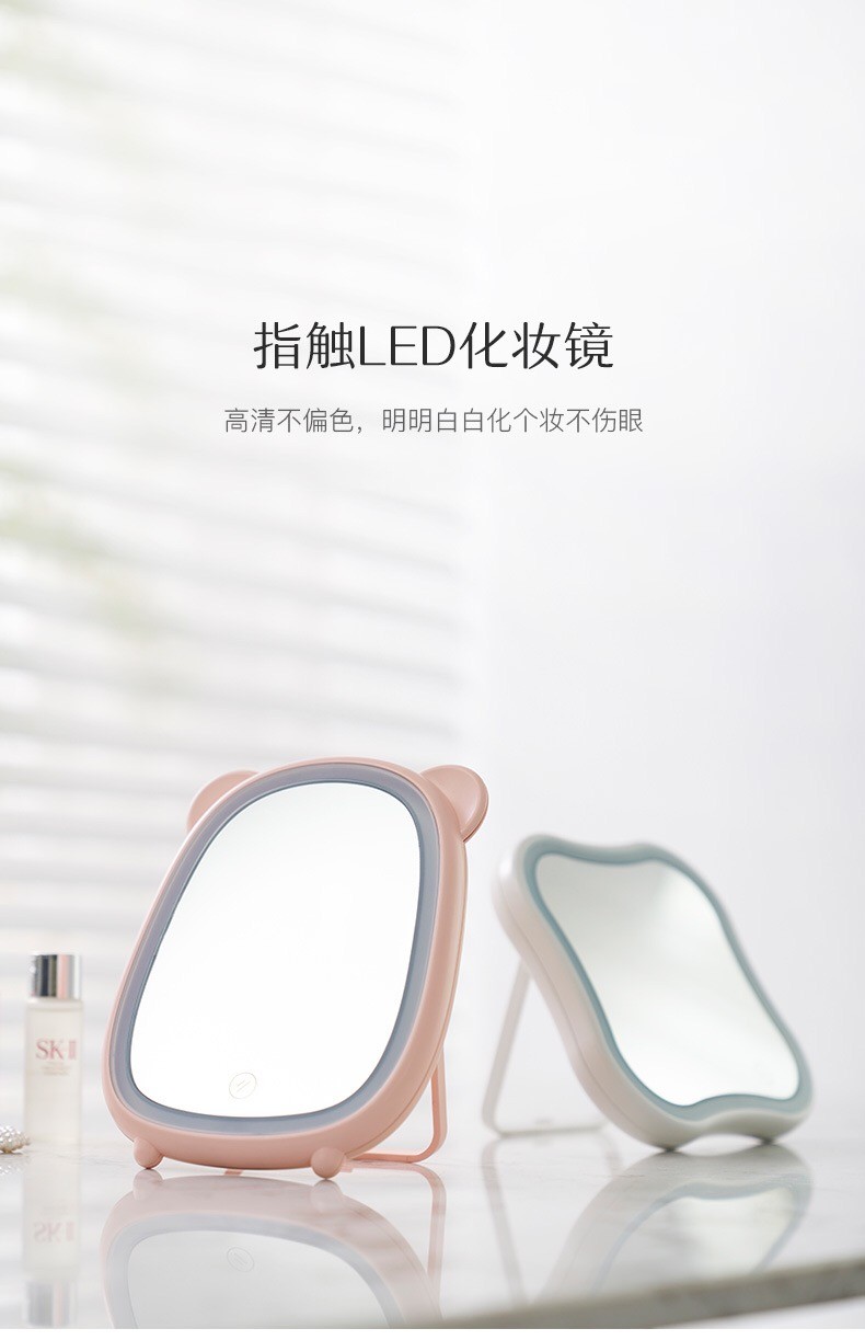 LED化妆镜桌面带灯补光镜台式USB通电公主镜高端便携式折叠梳妆镜详情1