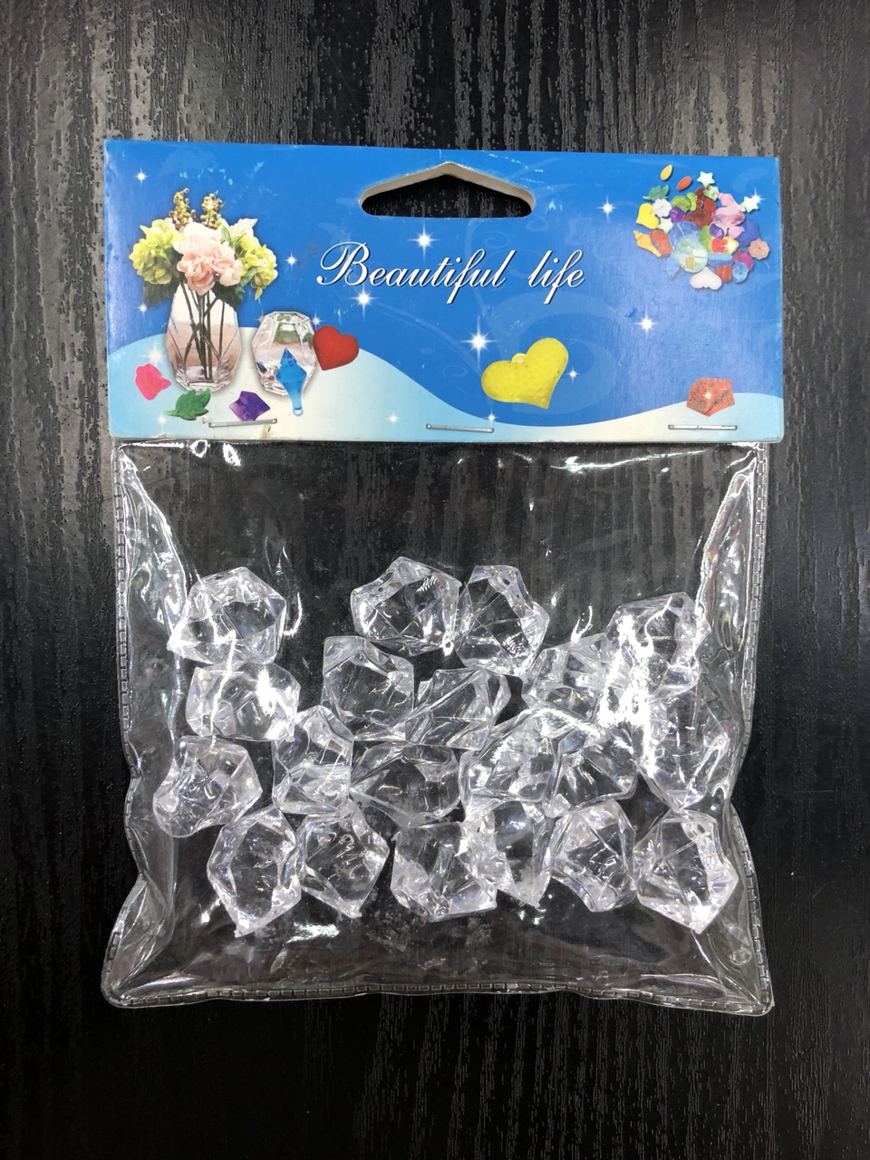 亚克力常规透明色水晶仿真彩色冰块钻石粒玩具塑料女孩装饰儿童七宝石小水晶