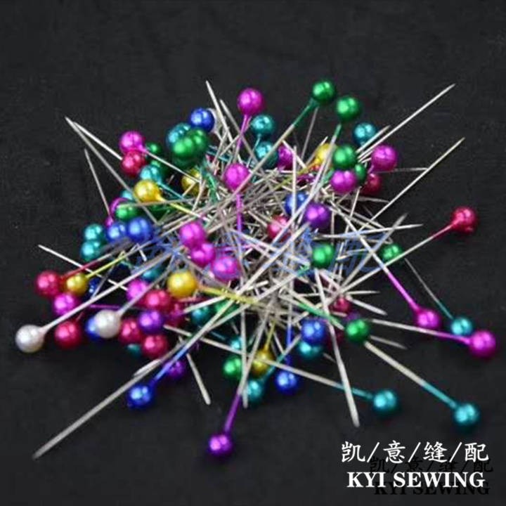 盒装彩色珠光针DIY工具服装立裁针水滴型55mm长大头定位针圆珠针详情图3