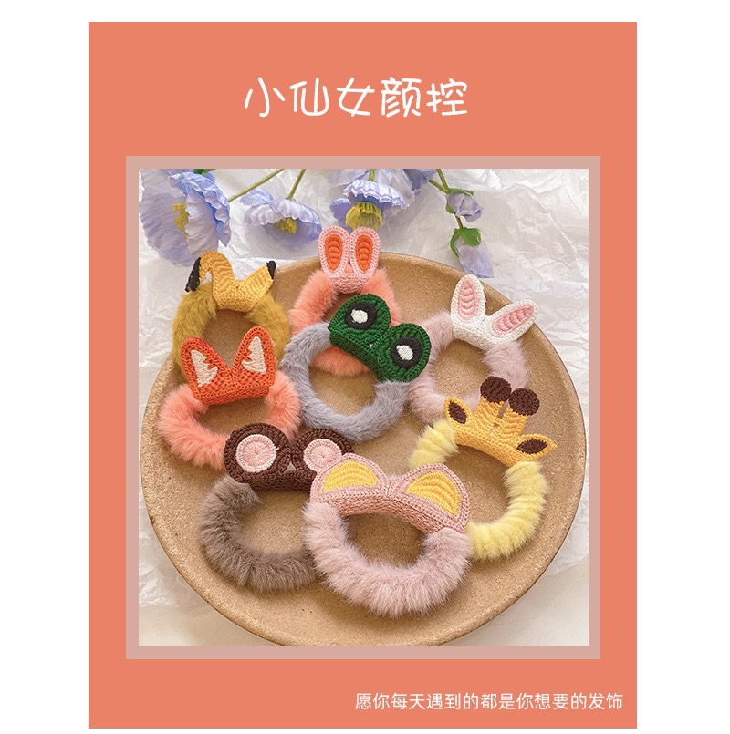 Rabbit fur hair bands and ear rubber bands undefined