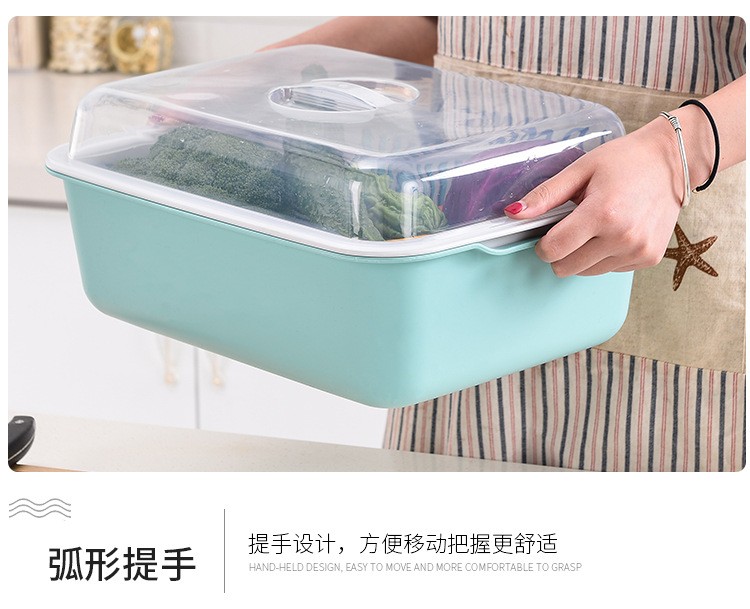 碗筷收纳分层沥水水萝 纯色带盖镂空设计水萝详情图9