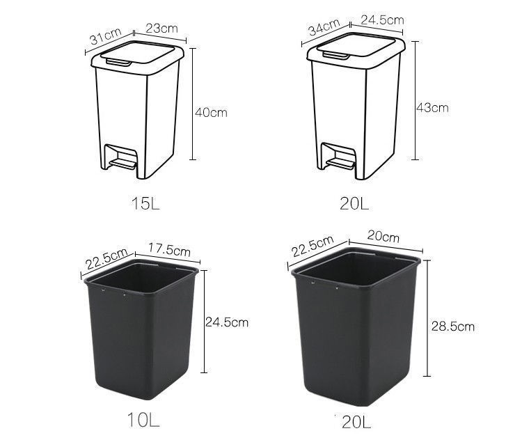 8L10L15L20L30L小号高级垃圾桶手按脚踏两用客厅有盖带内桶塑料厨房卫生桶详情6