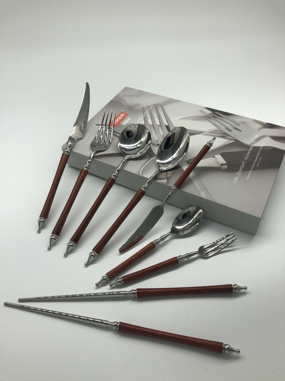 Yiwu Selection Really easy kitchen utensils and appliances stainless steel tableware, 304 high-end western tableware, tableware, chicken wings wood knives, forks spoon chopsticks, spoons thumbnail