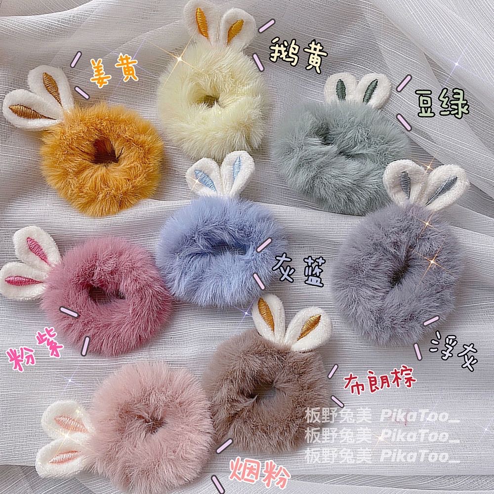 Rabbit fur and rabbit ear hair bands