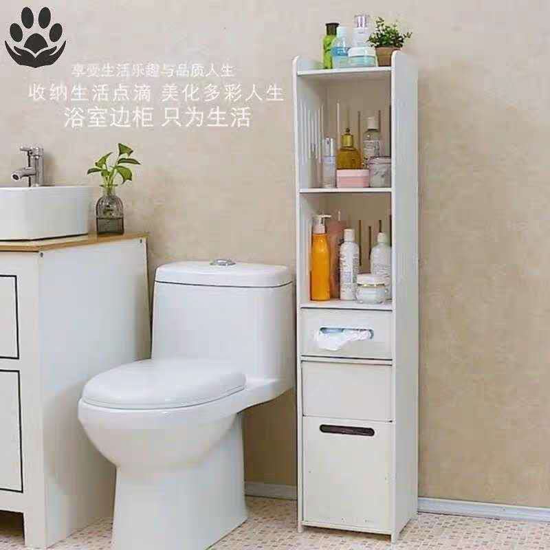 洗手台置物架卫生间防水白色收纳柜马桶落地边柜厕所储物柜浴室柜产品图