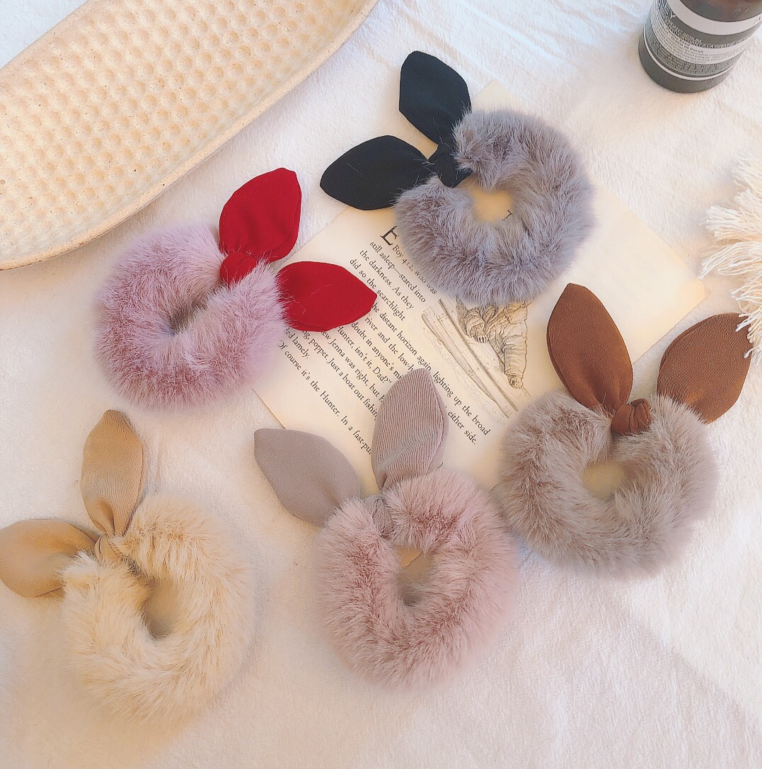 Autumn And Winter Rabbit Ears Head Rope Children's Plush Hair Rope Female Korean Version Cute Hair Band Hair Band Headwear