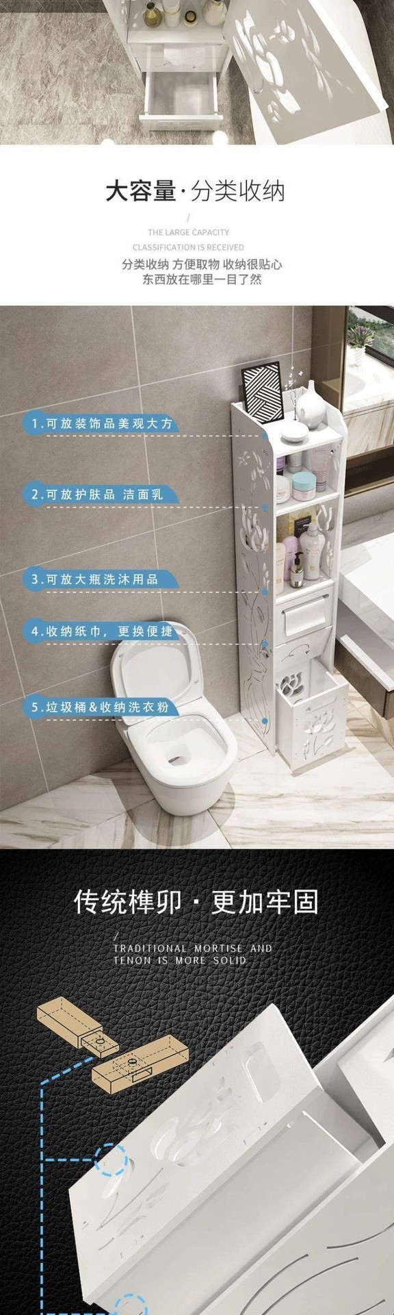 落地多层置物架浴室卫生间洗手收纳家用免打孔马桶架收纳储物架详情图1