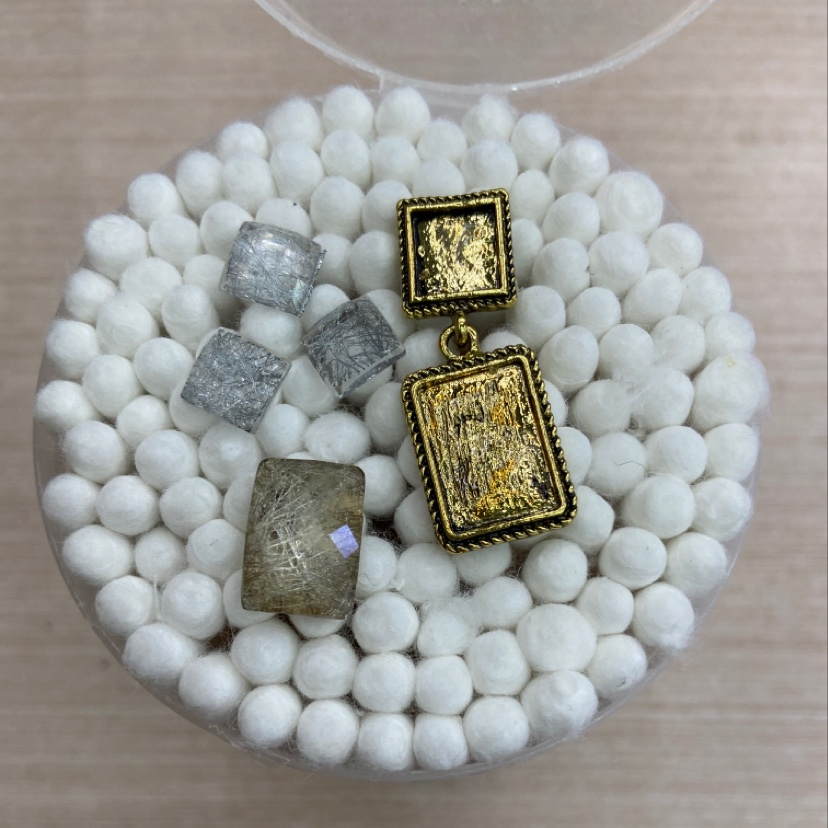 Factory direct sales of silk net square 8 earrings, hair accessories, DIY Boton accessories