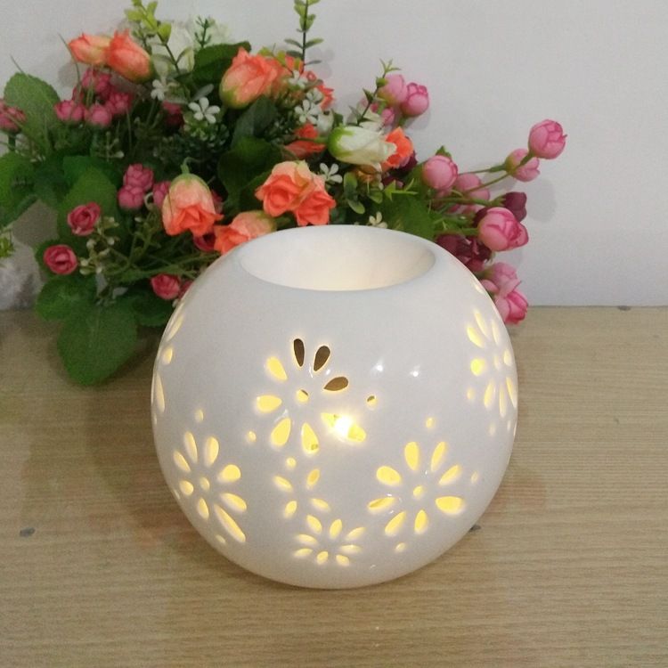 工艺品熏香炉精油灯茶香固体蜡容器德化陶瓷香薰小夜灯