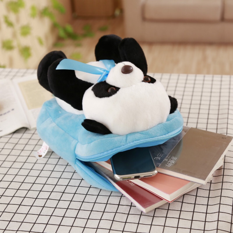 韩版可爱毛绒背包熊猫儿童书包熊猫玩具包包儿童双肩包厂家直销详情图5