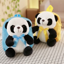 韩版可爱毛绒背包熊猫儿童书包熊猫玩具包包儿童双肩包厂家直销