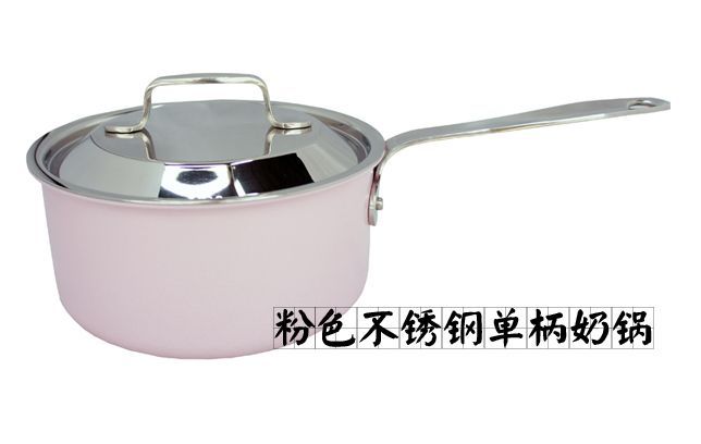 韩国原装进口 三层不锈钢单柄汤锅18cm 粉色  绿色  米色（颜色 可备注）详情图6