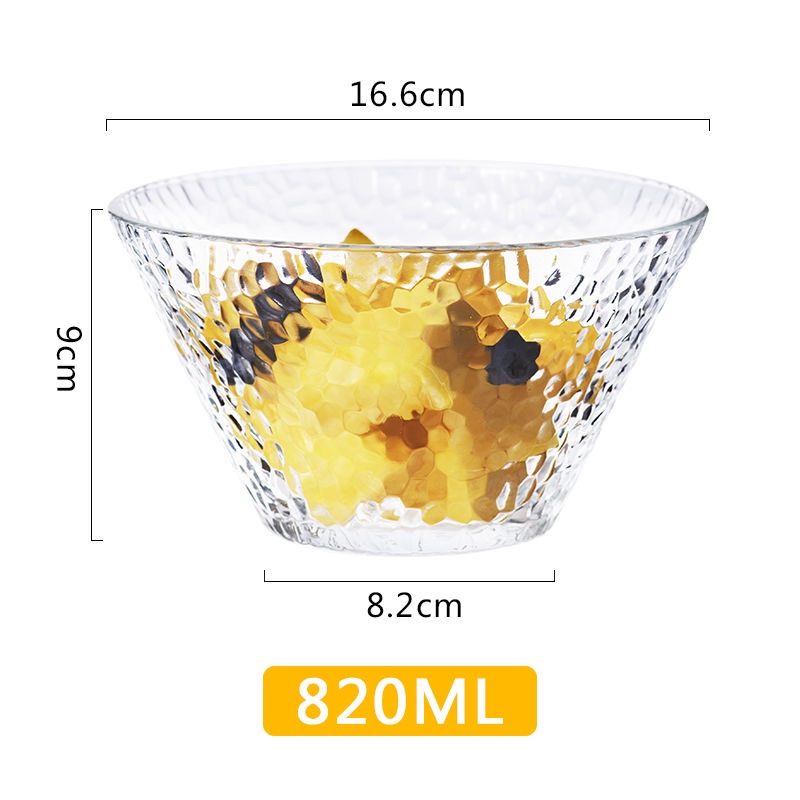 天阳玻璃日式锤纹玻璃碗水果盘蔬菜沙拉碗盘家用创意甜品碗1