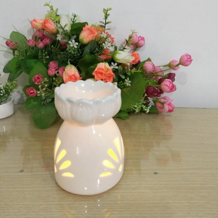 香薰莲花香炉居家摆件 固体茶蜡烛台雕刻工艺品详情图1