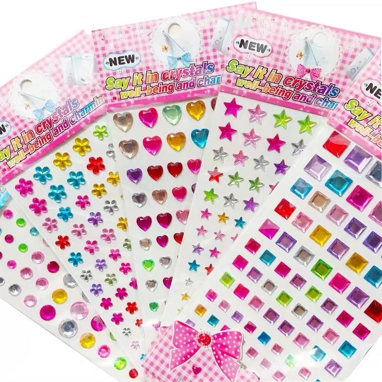 圆形爱心梅花方块钻贴水晶亚克力宝石装饰贴儿童DIY手工用品图