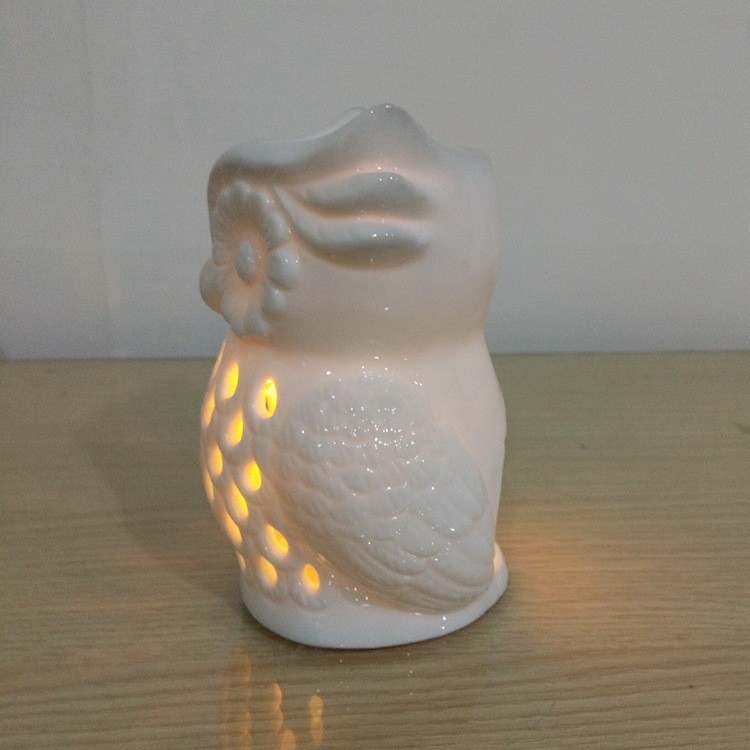 熏香炉手工镂空瓷器工艺品家居酒店足浴猫头鹰小夜灯摆饰详情图2