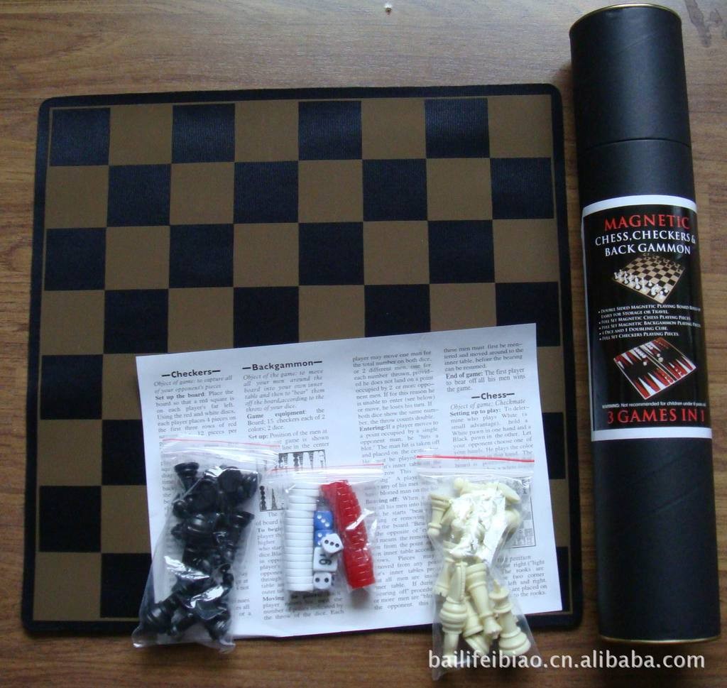 百利飞镖 工厂供应直销三合一磁性棋，磁性西洋棋详情图1