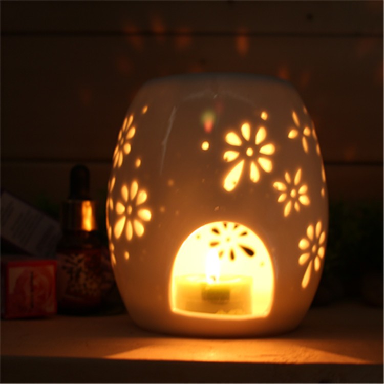 陶瓷工艺品茶蜡烛台镂空高温白瓷 固体蜡香精炉熏香详情图5