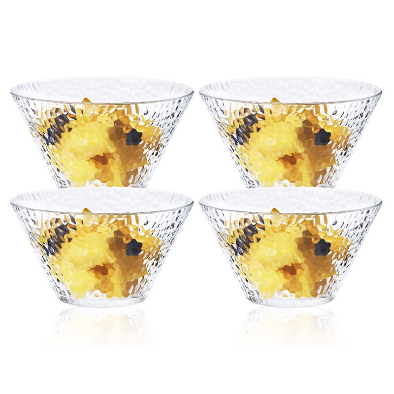 天阳玻璃日式锤纹玻璃碗水果盘蔬菜沙拉碗盘家用创意甜品碗3