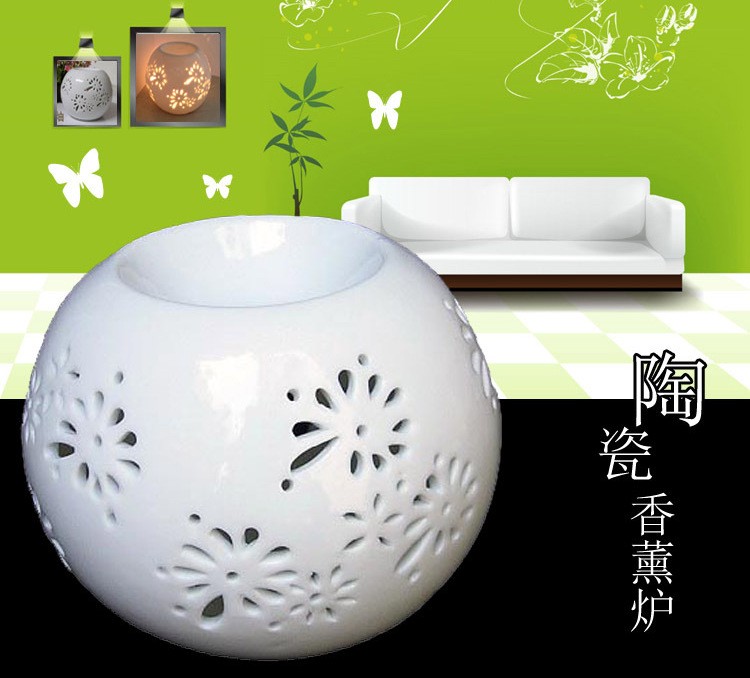 工艺品熏香炉精油灯茶香固体蜡容器德化陶瓷香薰小夜灯详情图8