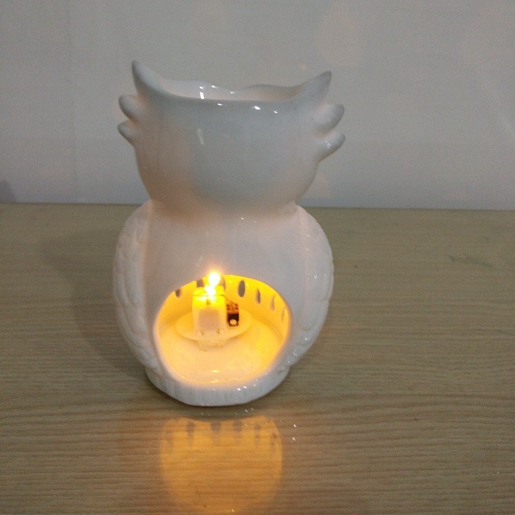 熏香炉手工镂空瓷器工艺品家居酒店足浴猫头鹰小夜灯摆饰详情图1