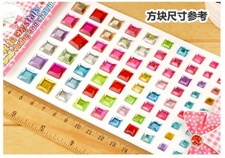 圆形爱心梅花方块钻贴水晶亚克力宝石装饰贴儿童DIY手工用品详情图4