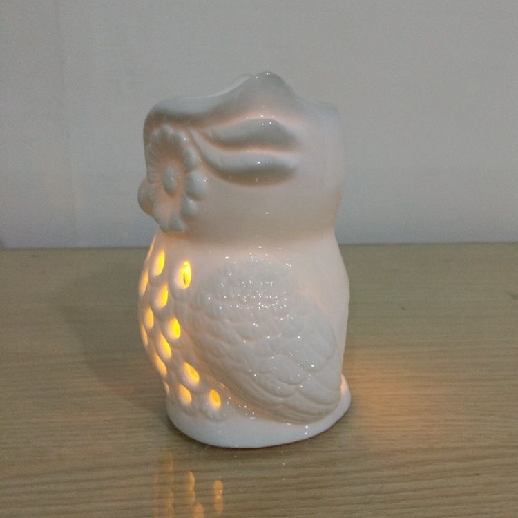 熏香炉手工镂空瓷器工艺品家居酒店足浴猫头鹰小夜灯摆饰细节图
