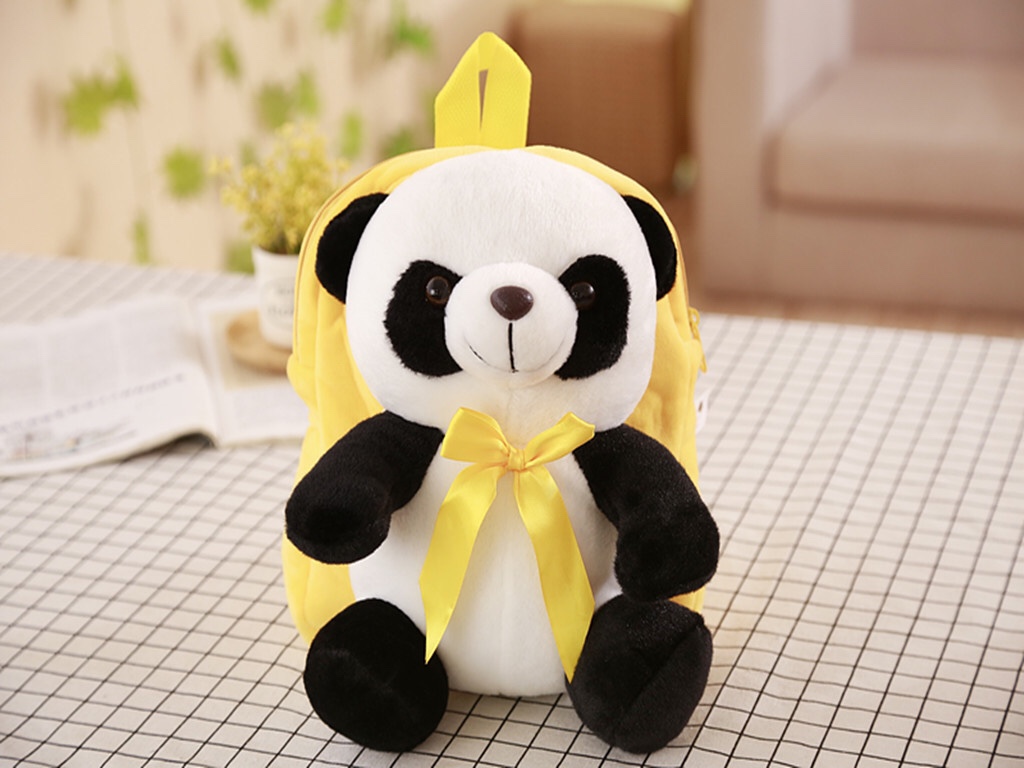 韩版可爱毛绒背包熊猫儿童书包熊猫玩具包包儿童双肩包厂家直销详情图3