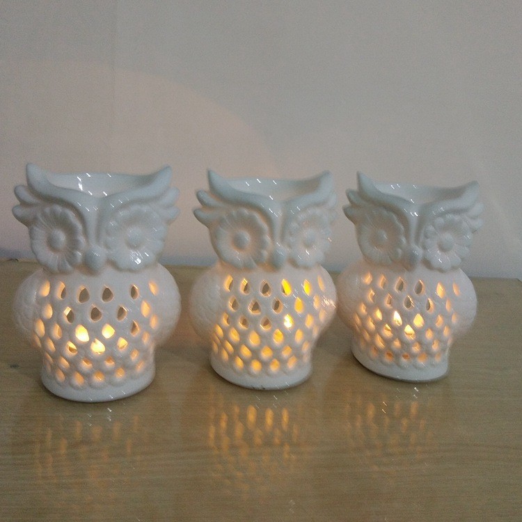 熏香炉手工镂空瓷器工艺品家居酒店足浴猫头鹰小夜灯摆饰详情图6