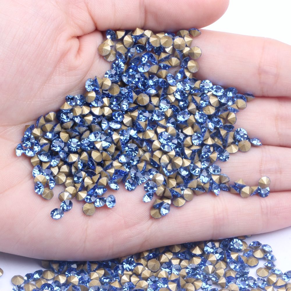 浅蓝闪钻水晶玻璃尖底钻 ss3 1.3mm 1440颗 14切面饰品配件