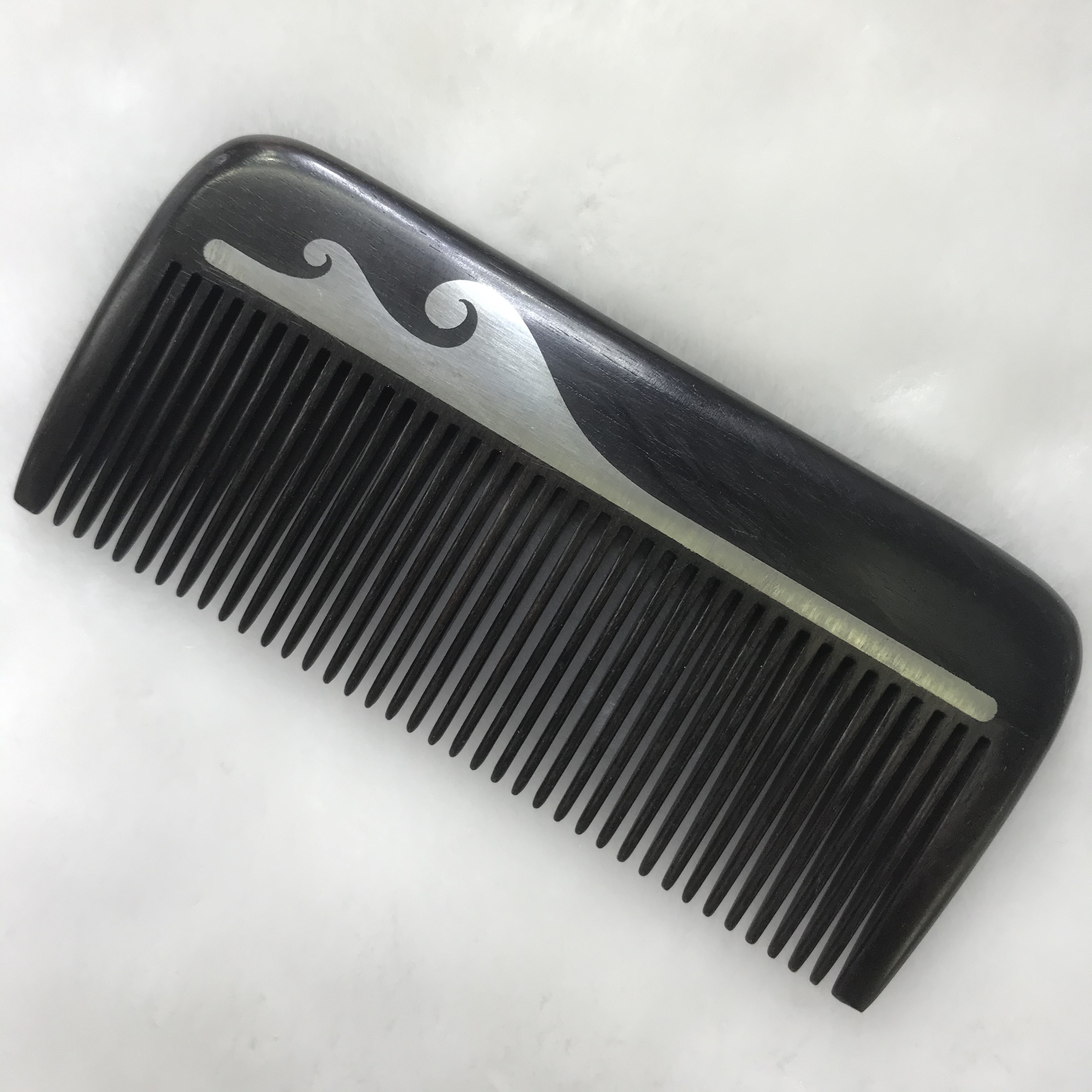 High-end natural wood ebony inlaid copper straight hair comb details Picture