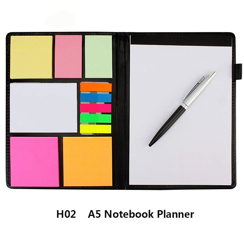Factory direct sales of A5 leather business notebook with pen combination, sticky note, leather advertising note book, customizable details Picture