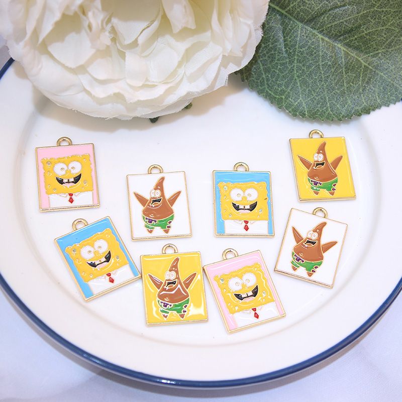 Manufacturers direct Korean version of DIY animation series Pata star sponge alloy bracelet pendant earrings accessories small pendant thumbnail