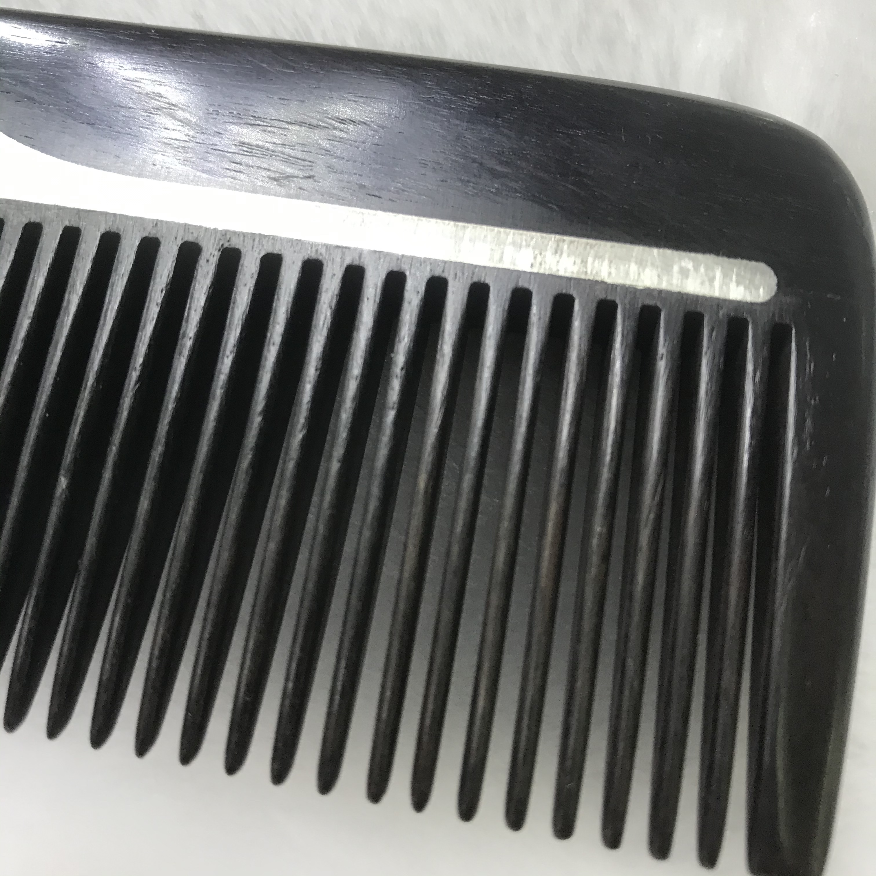 High-end natural wood ebony inlaid copper straight hair comb detail image 6