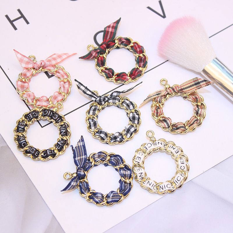DIY fresh air leather ribbon bowknot wreath ornament accessories pendant earrings key chain ornaments wholesale thumbnail