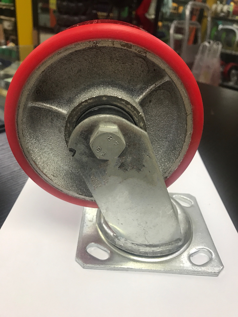 Heavy duty core polyurethane industrial caster hand push flat brake wheel thumbnail