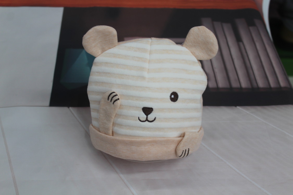 Cotton Striped Bear Hat For Babies details Picture