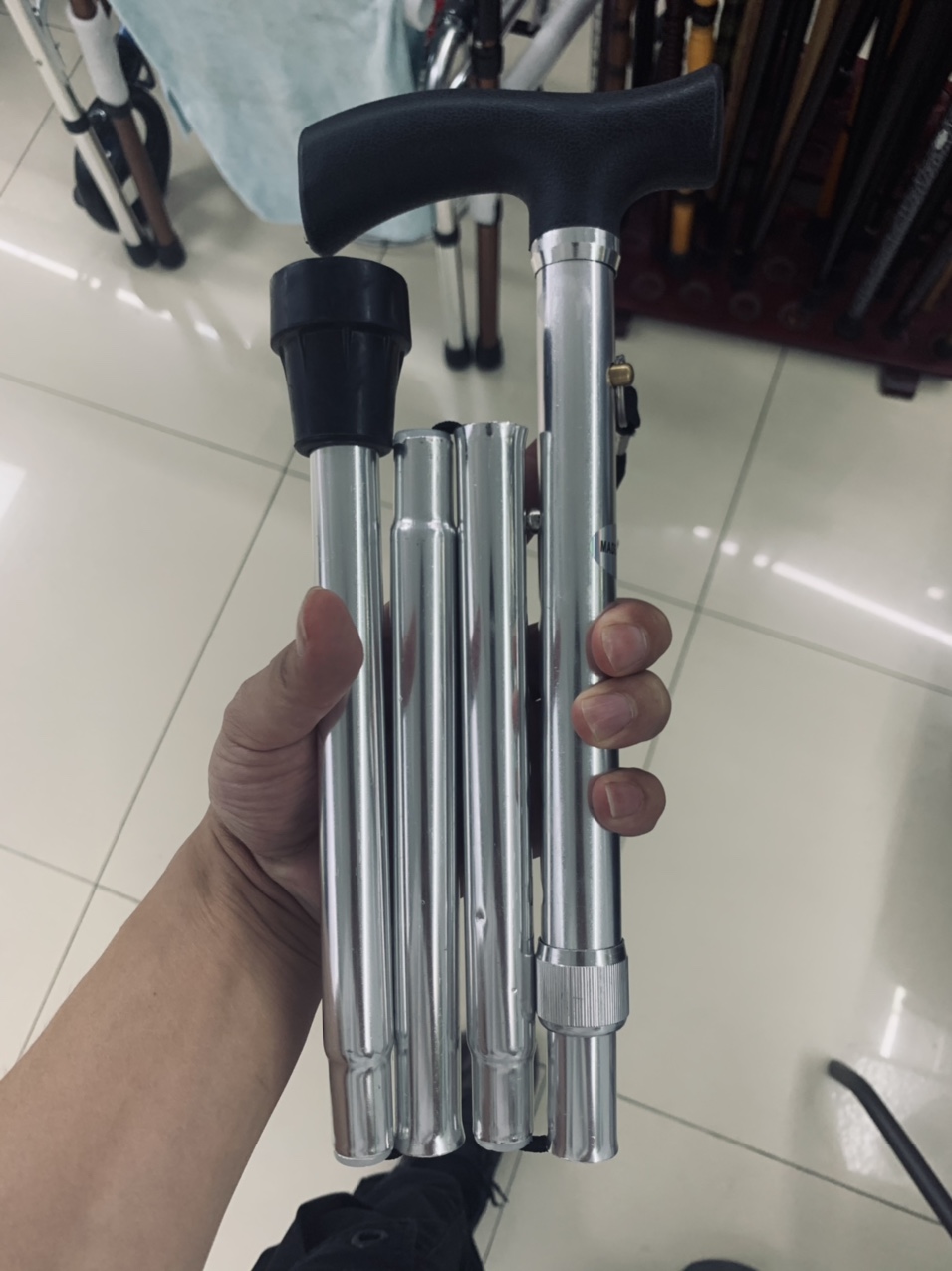 Aluminium alloy folding walking stick thumbnail