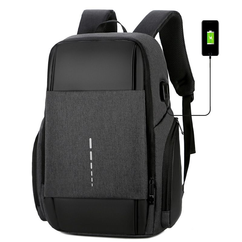 2020新款反光透气多功能USB耳机孔商务男士笔记本电脑双肩背包详情图1