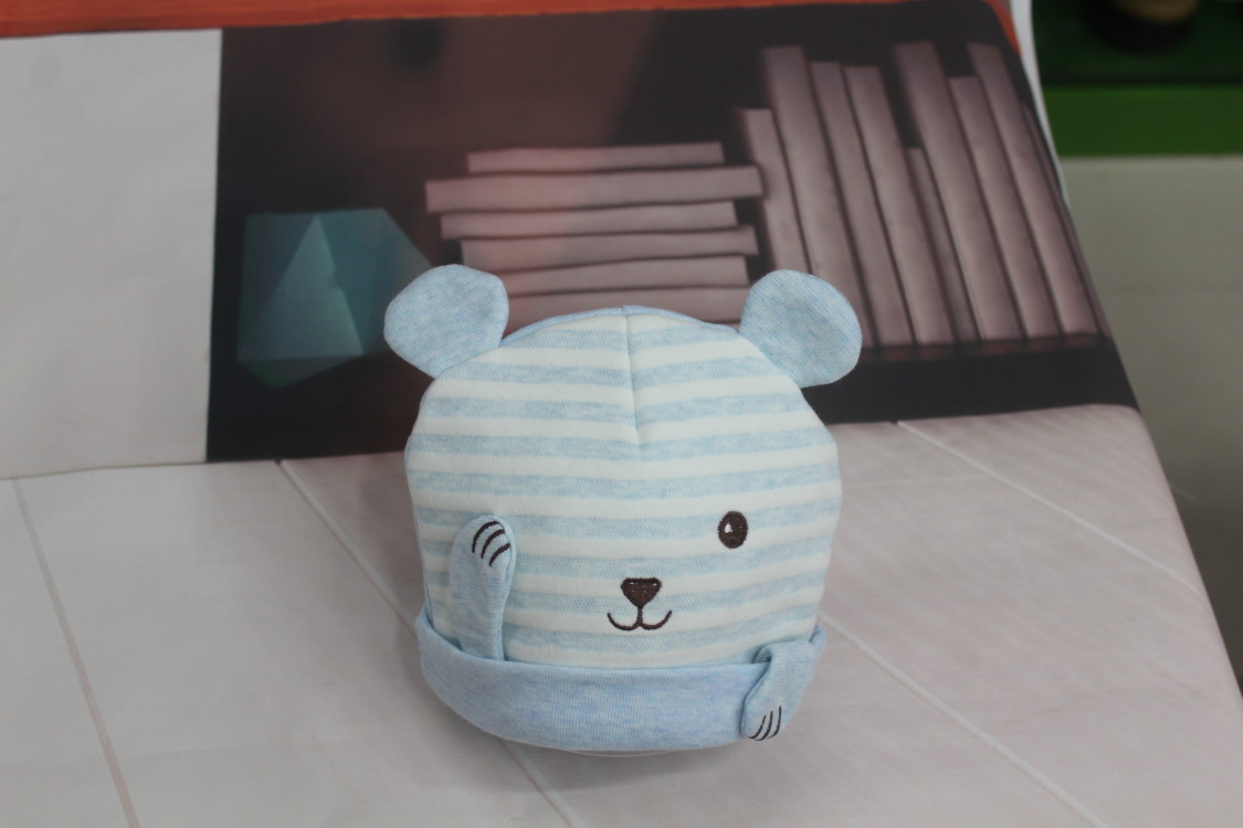 Cotton Striped Bear Hat For Babies Specification drawing