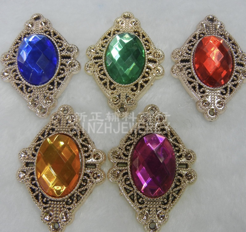 塑料菱形宝石装饰扣DIY服装服饰UV玫瑰金囊亚克力钻批发细节图