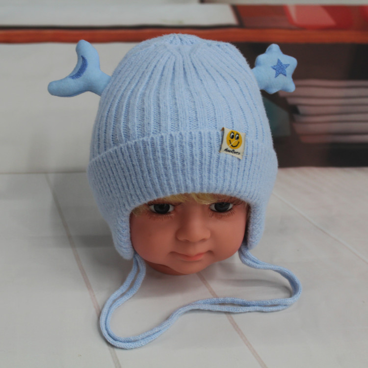 Baby Knitted Cap With Cotton Ear Protection Specification drawing