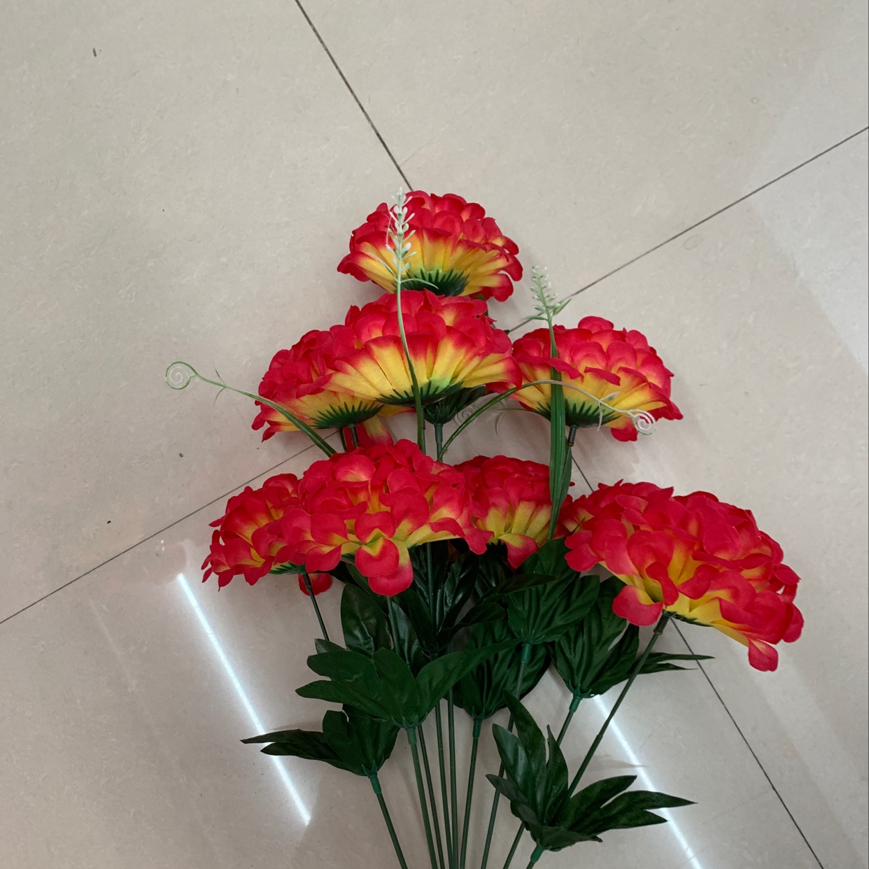 1578#9 head 16 ears in pole chrysanthemum red thumbnail