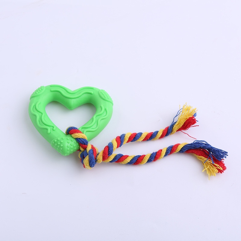 创意宠物TPR橡胶玩具 爱心带绳无毒玩具狗狗绳结玩具宠物用品厂家2